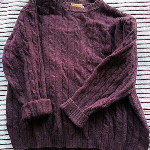 Women's Cable Knit Sweater - Deep Purple